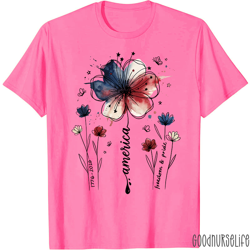 1776-2026 America Freedom And Pride Nurse T-Shirt