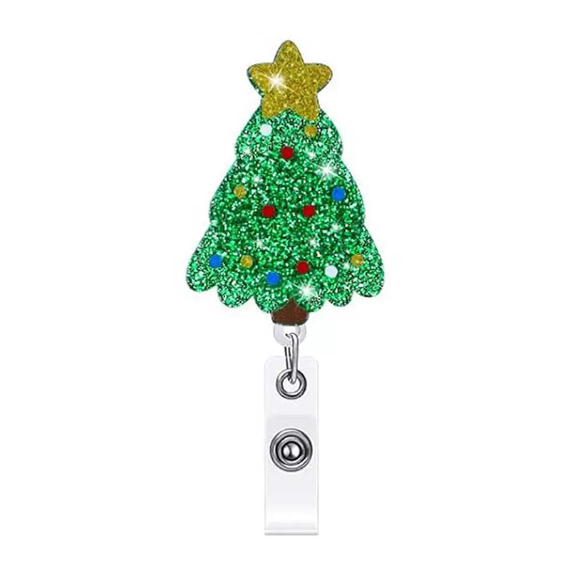 Shining Christmas Tree Nurse Badge Reel