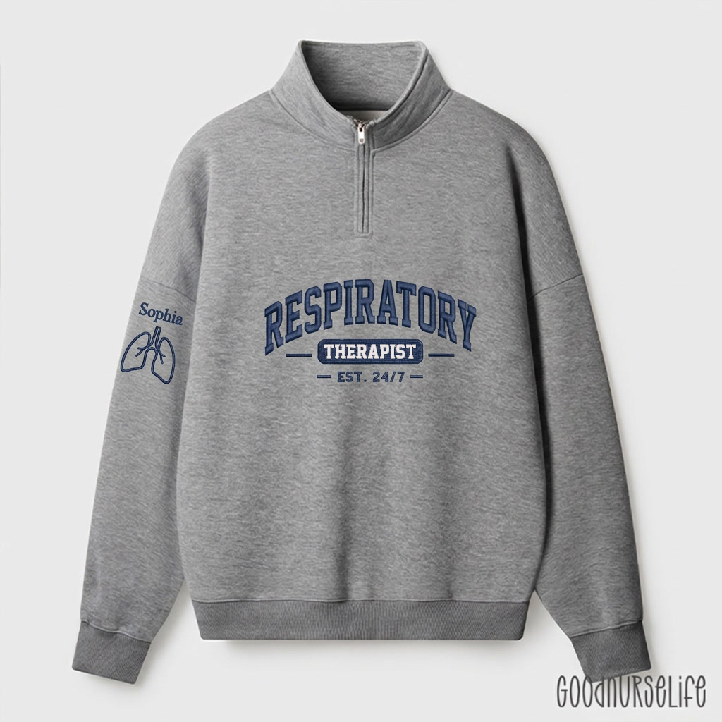 Personalized Respiratory Therapist Lung Quarter Zip Sweatshirt