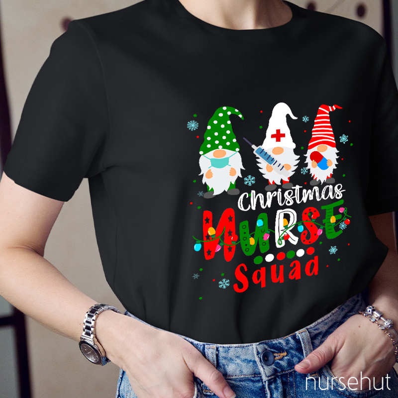 Christmas Gnome Nurse Squad Nurse T-Shirt