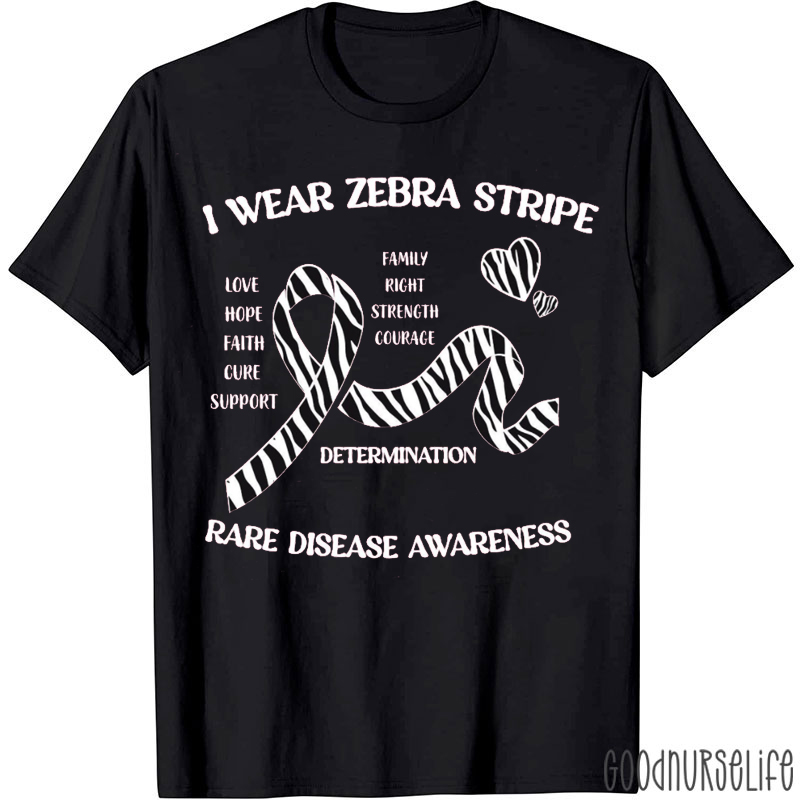 I Wear Zebra Stripe Rare Disease Awareness T-shirt
