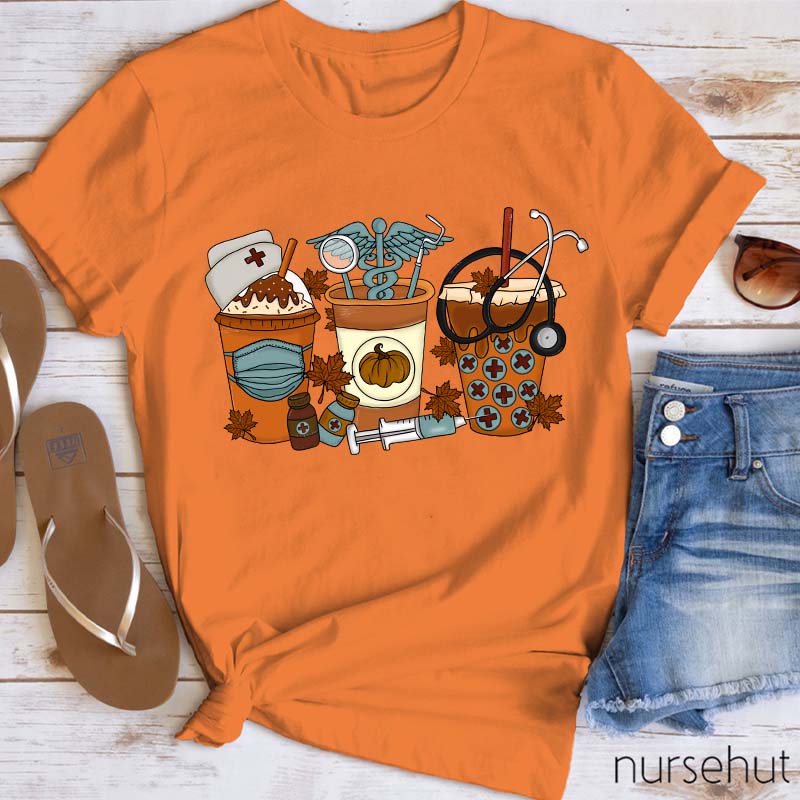 Cute Halloween Fall Coffee Nurse T-Shirt