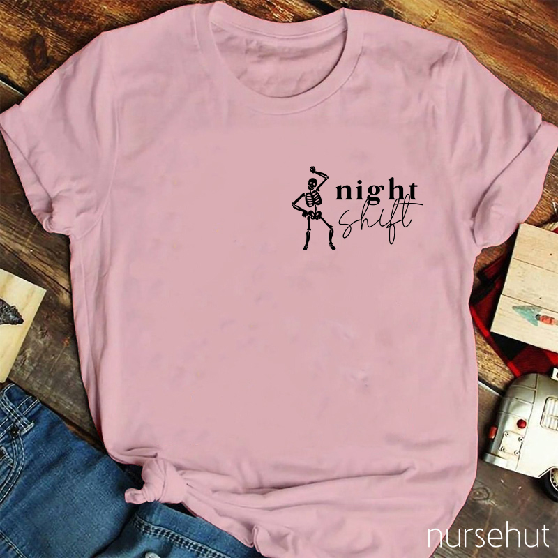 Dancing Night Shift Skeleton Nurse T-Shirt