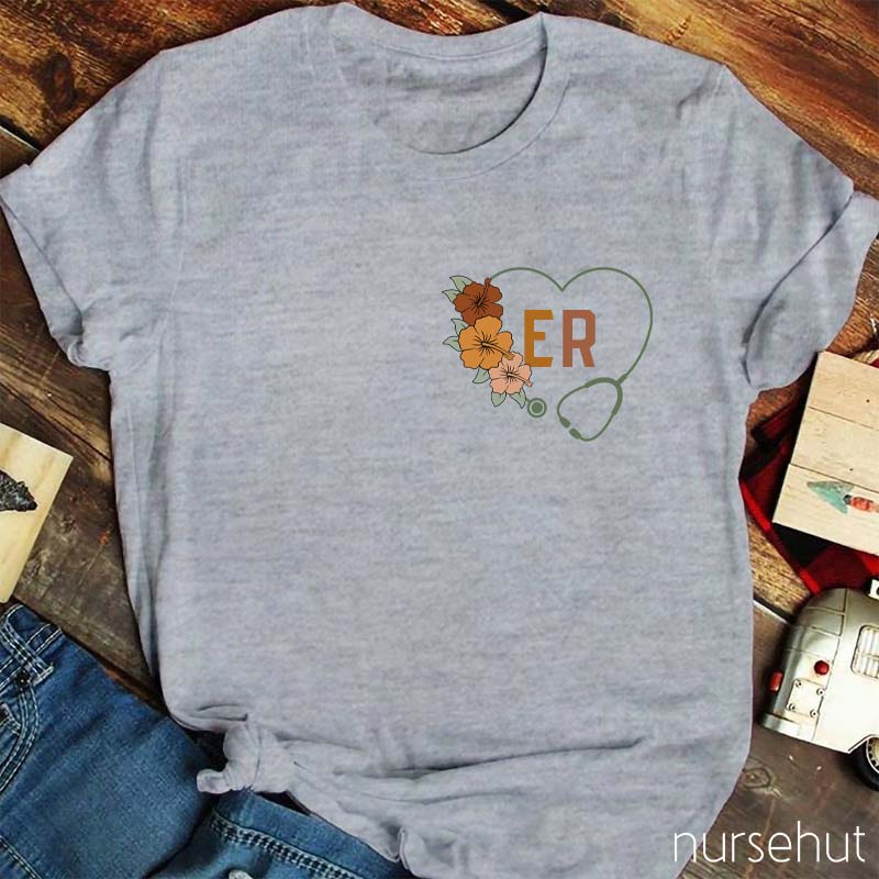 Personalized Flower Stethoscope Nurse T-Shirt