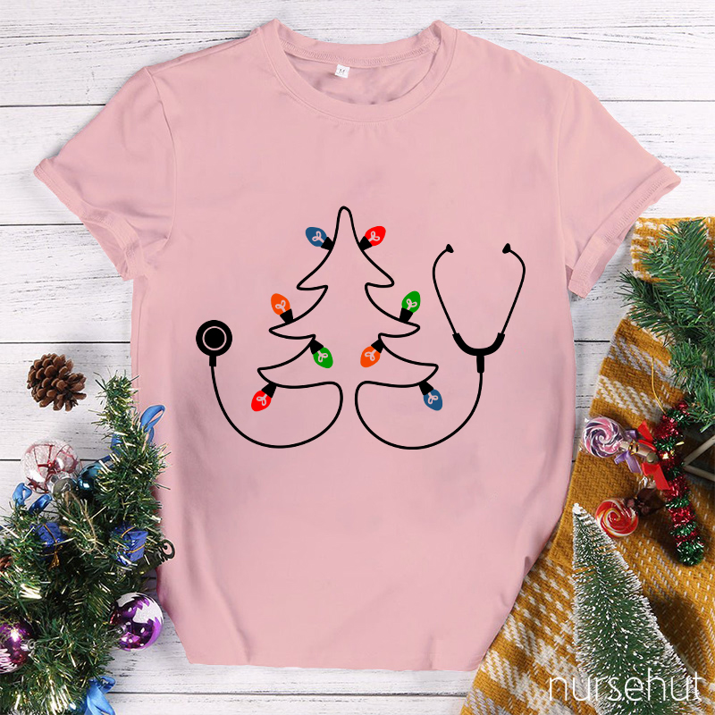 Stethoscope Christmas Tree Nurse T-Shirt
