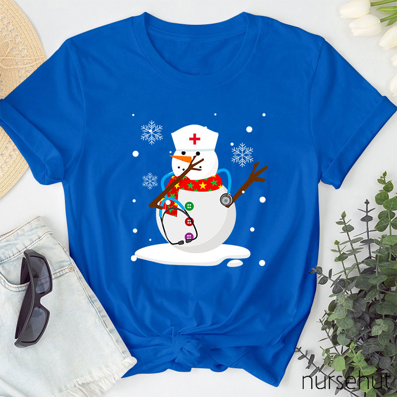 Christmas Snowman Nurse T-Shirt