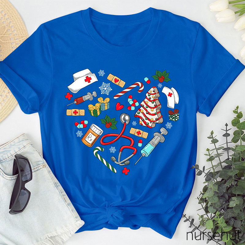 Christmas Love Heart Nurse T-Shirt