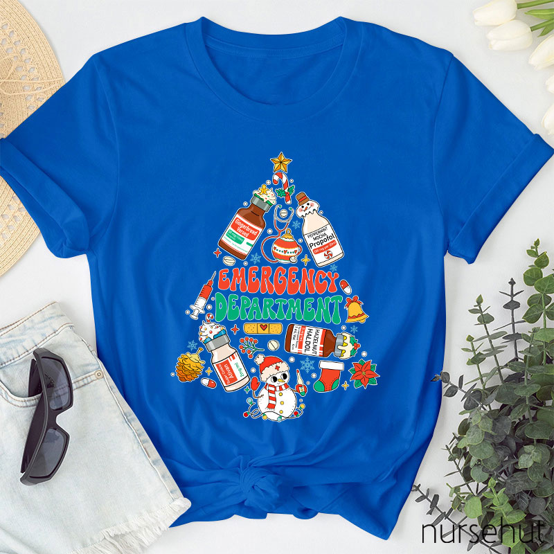 Emergency Department Christmas Tree Nurse T-Shirt