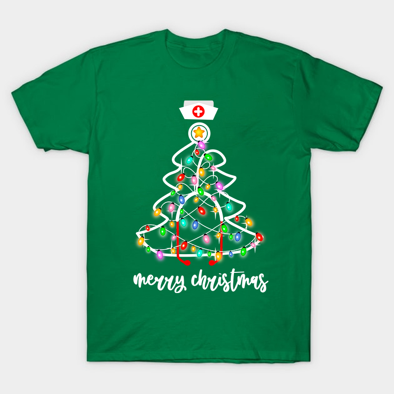Christmas Lights Merry Christmas Nurse T-Shirt