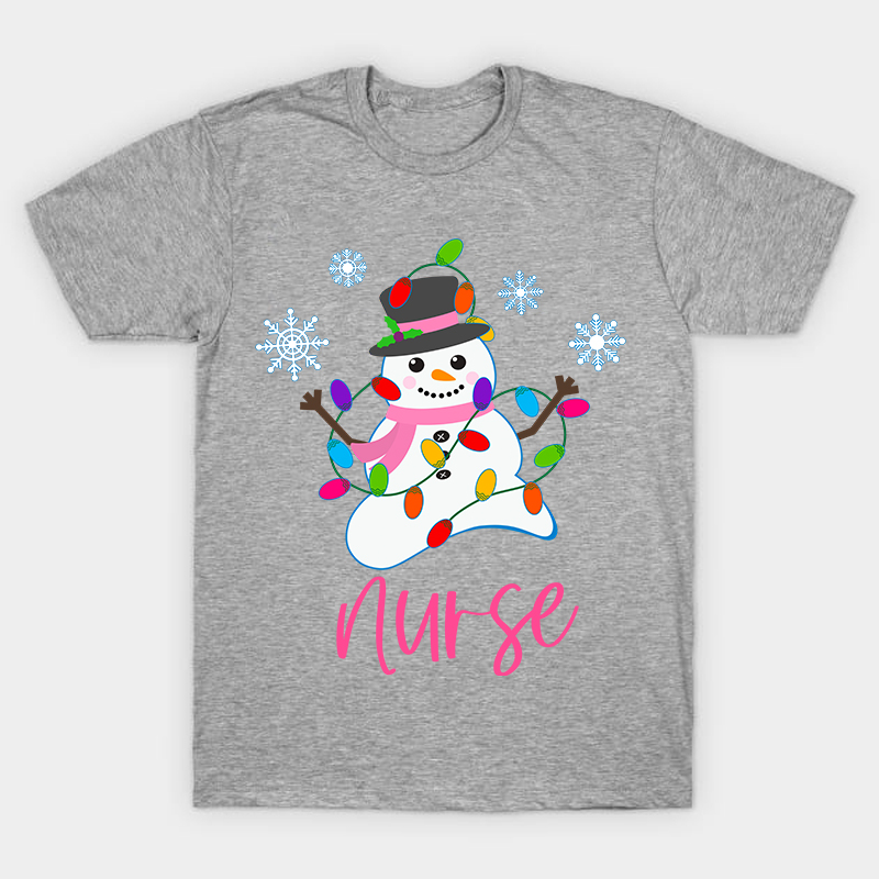 Snowman Playing With Lanterns Nurse T-Shirt