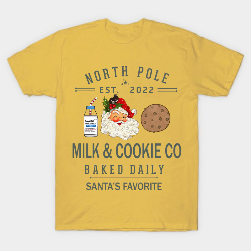 Milk And Cookie Co Santa's Favorite Nurse T-Shirt