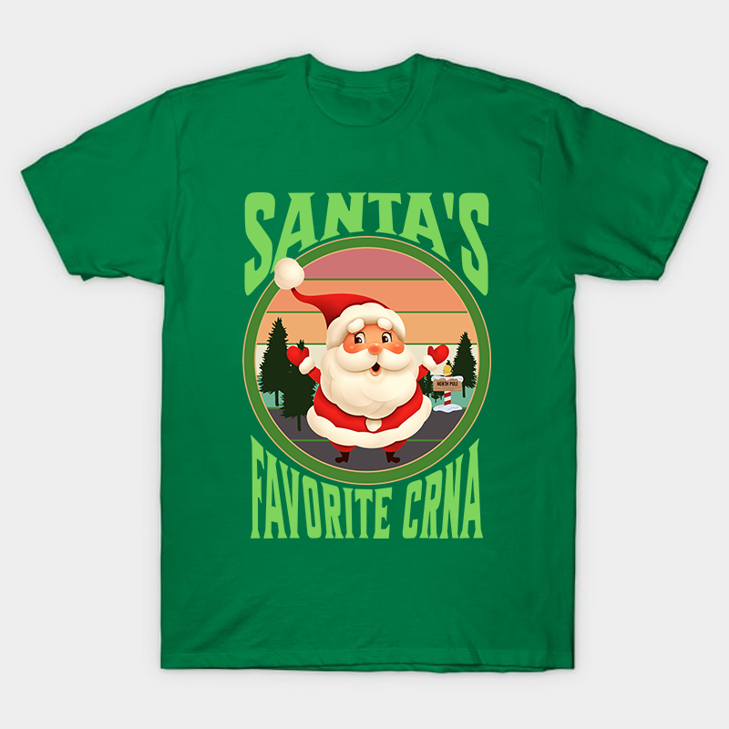 Santa's Favorite CRNA Nurse T-Shirt