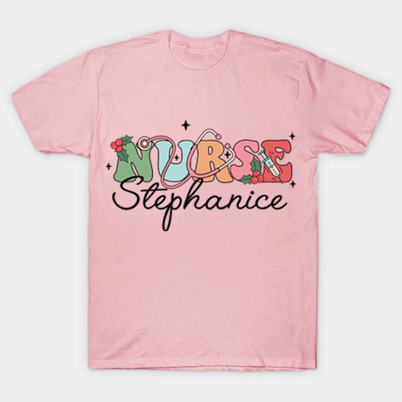 Personalized Name Christmas Crew Nurse T-Shirt