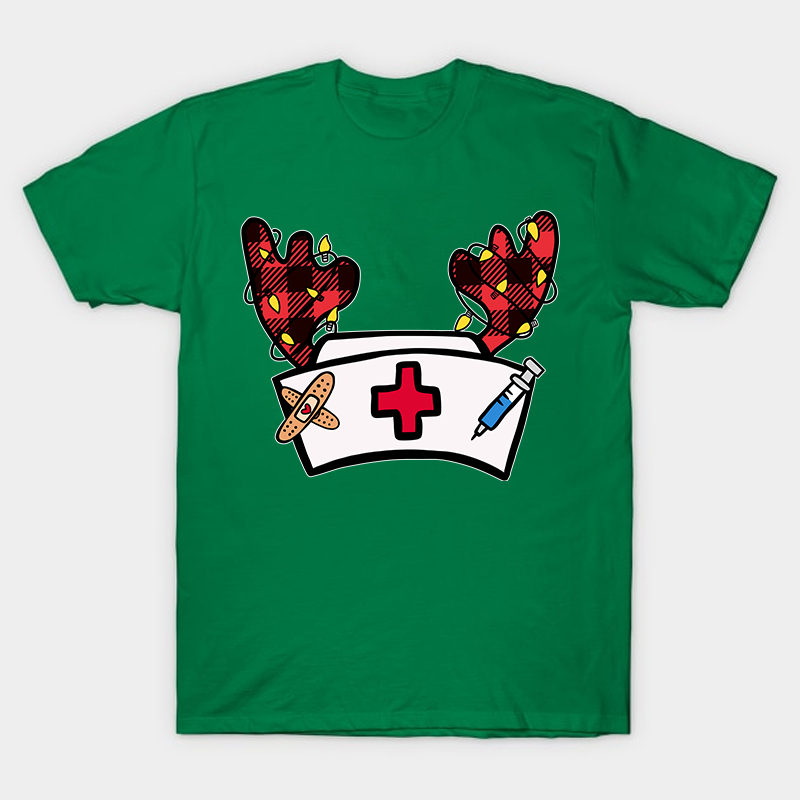 Christmas Elk Nurse Hat Nurse T-Shirt