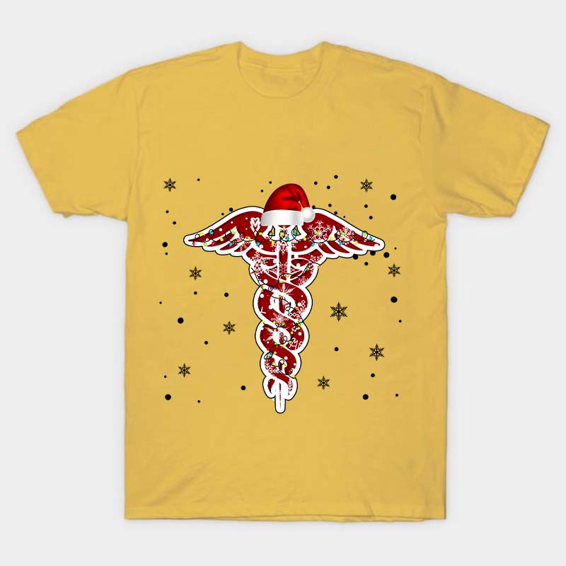 Christmas Rod of Asclepius Nurse T-Shirt