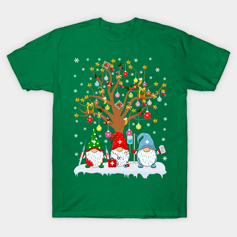 Gnome Nurses With A Presents Tree Nurse T-Shirt