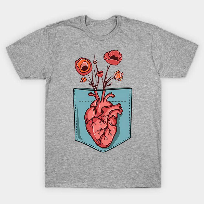 Cardiac Heart Flower Nurse T-Shirt