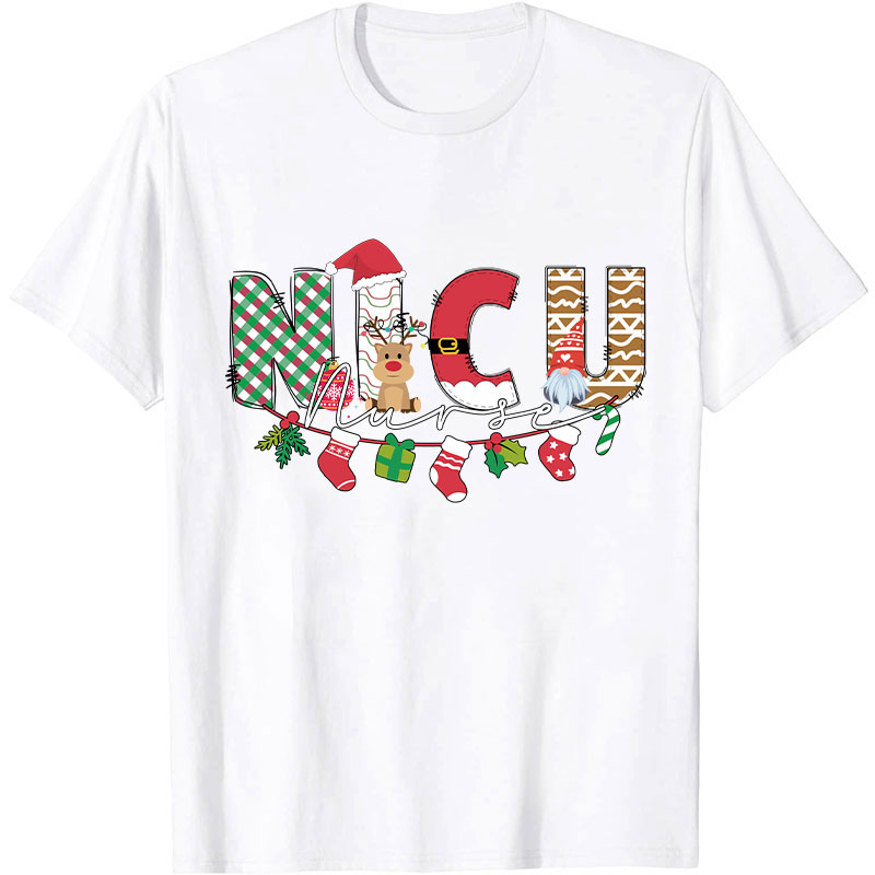 Personalized Cute Christmas Elements Nurse T-Shirt