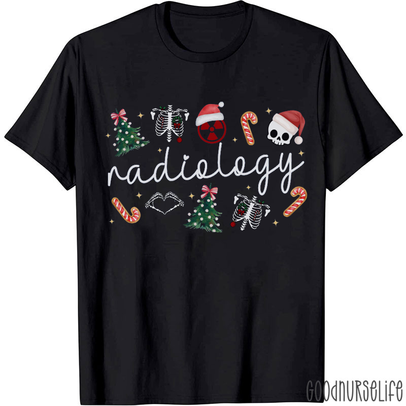 Skeleton And Skull Christmas Radiology T-Shirt