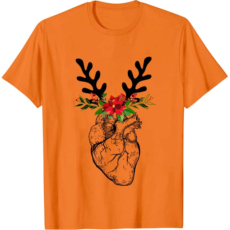 Christmas Deer Heart Nurse T-Shirt