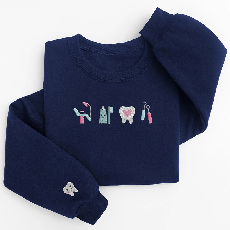 Embroidered Dental Icons Sweatshirt