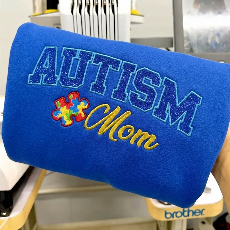Personalized Glitter Embroidered Autism Awareness Sweatshirt