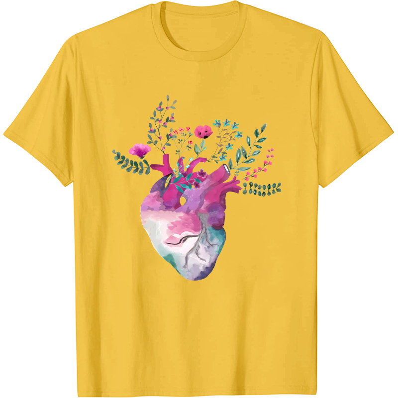 Flowers On The Heart Cardiac Nurse T-Shirt