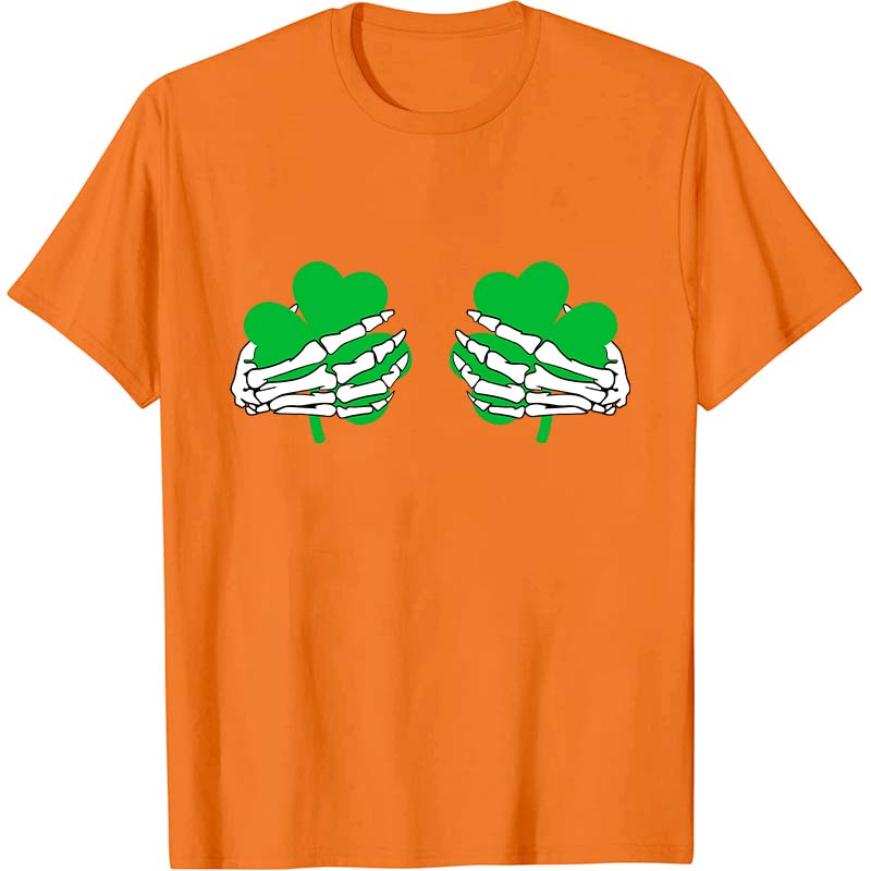 Shamrock Hand Skeleton Nurse T-Shirt
