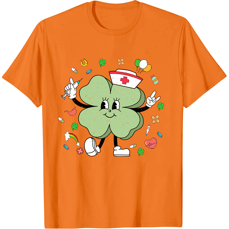 St Patricks Day Cute Clover Nurse T-Shirt