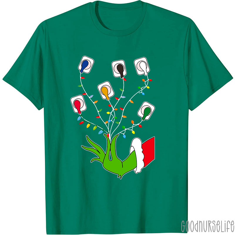 Christmas Lights EKG Nurse T-Shirt