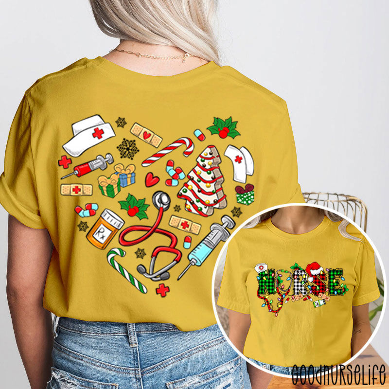 Merry Christmas Nurse Two Sided T-Shirt