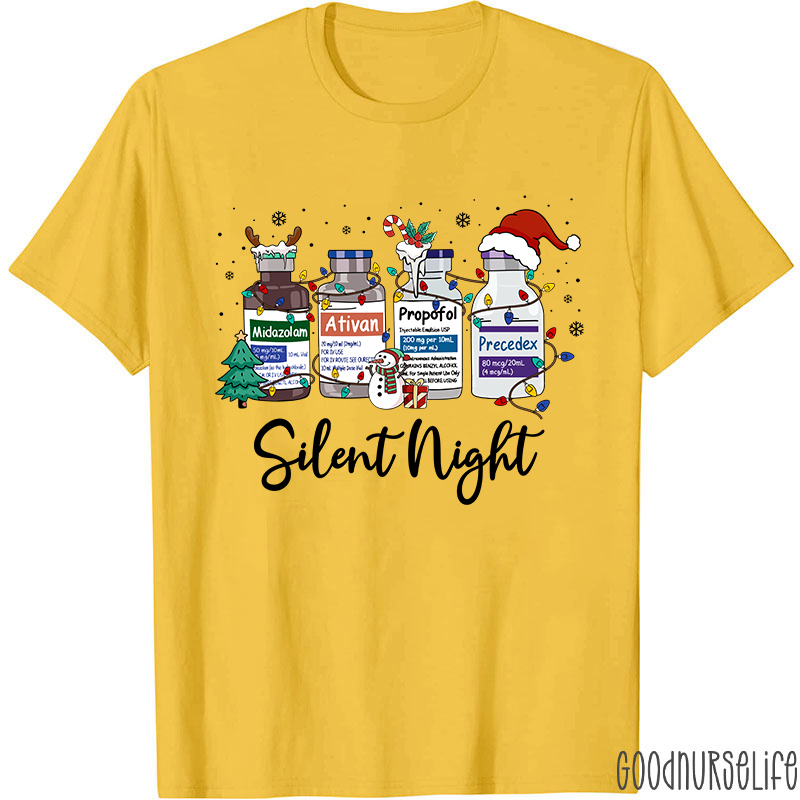 Silent Night Funny Medical Christmas Nurse T-shirt