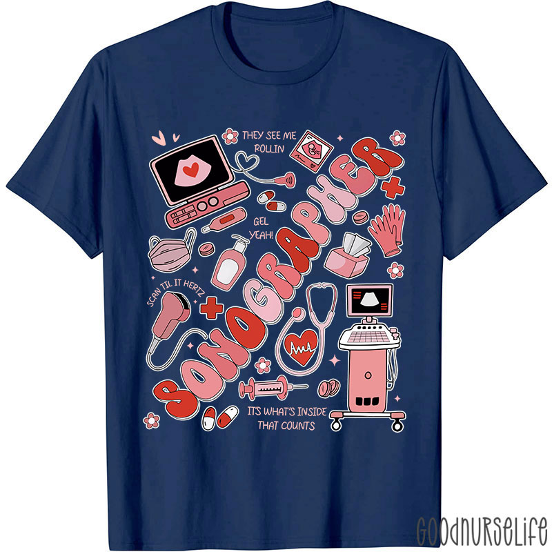 Valentine's Day Sonographer Ultrasound Tech Nurse T-Shirt