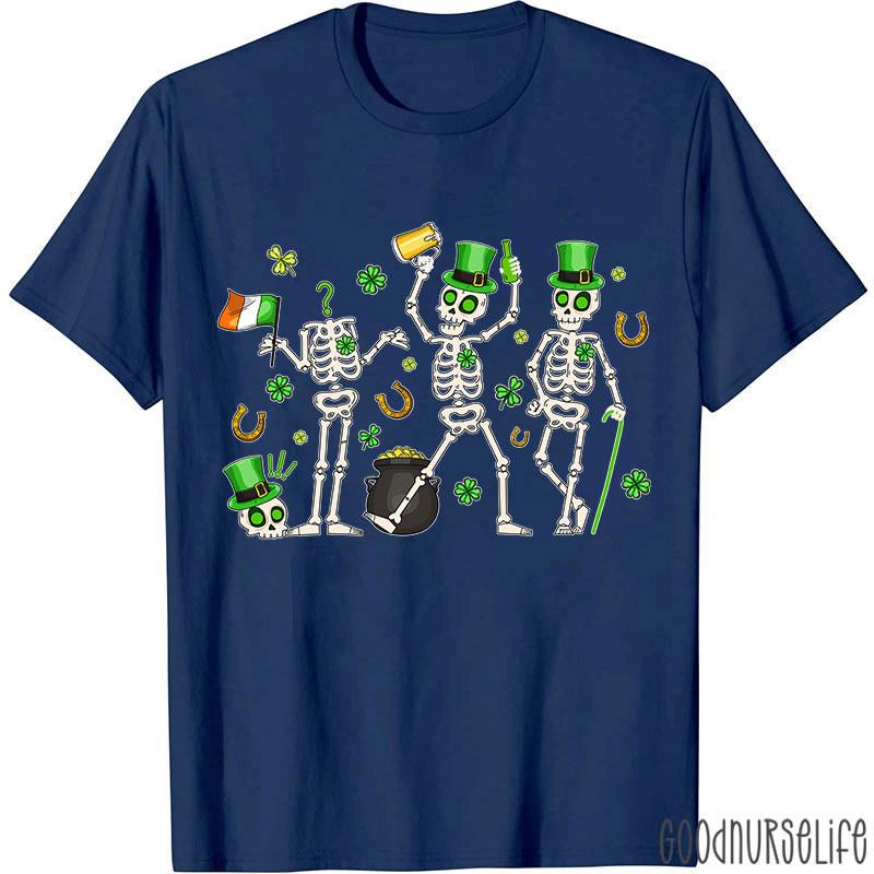 Lucky Skeleton Leprechauns Nurse T-Shirt