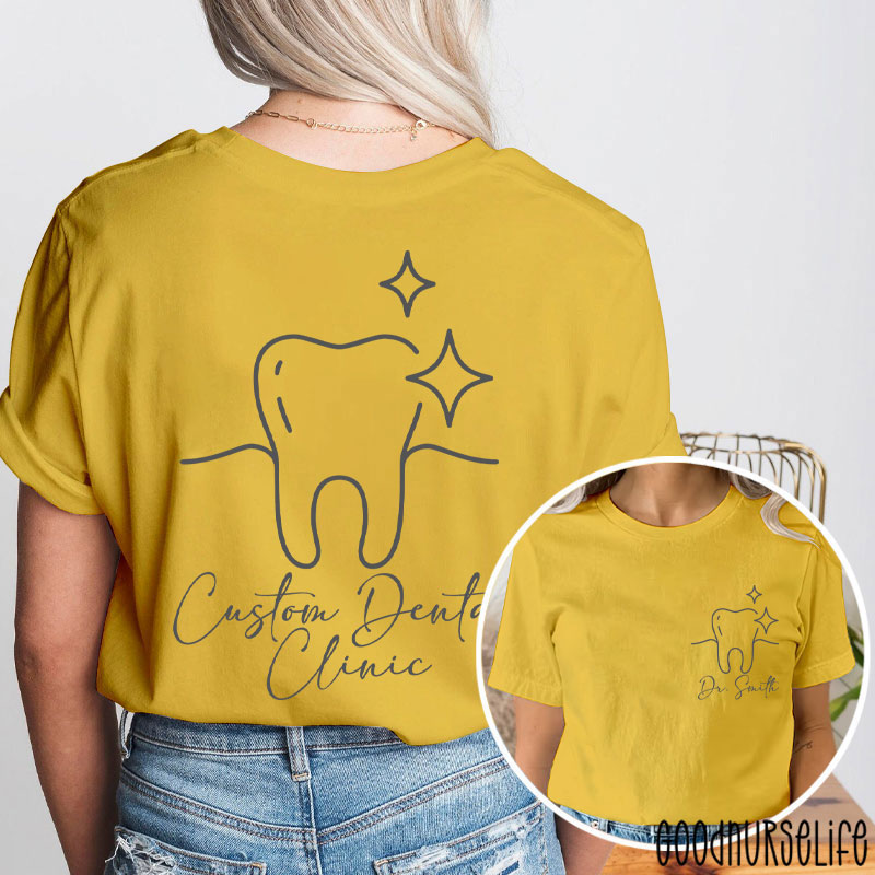 Personalized Name And Dental Clinic Dental Two Sided T-Shirt