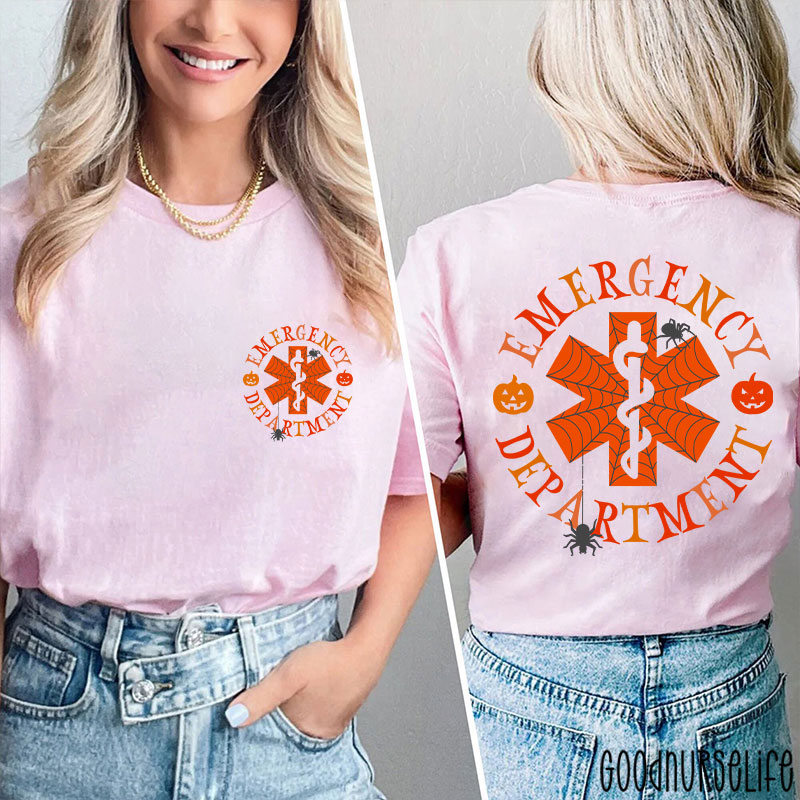 Spooky Season And Emergency Department Nurse Two Sided T-Shirt