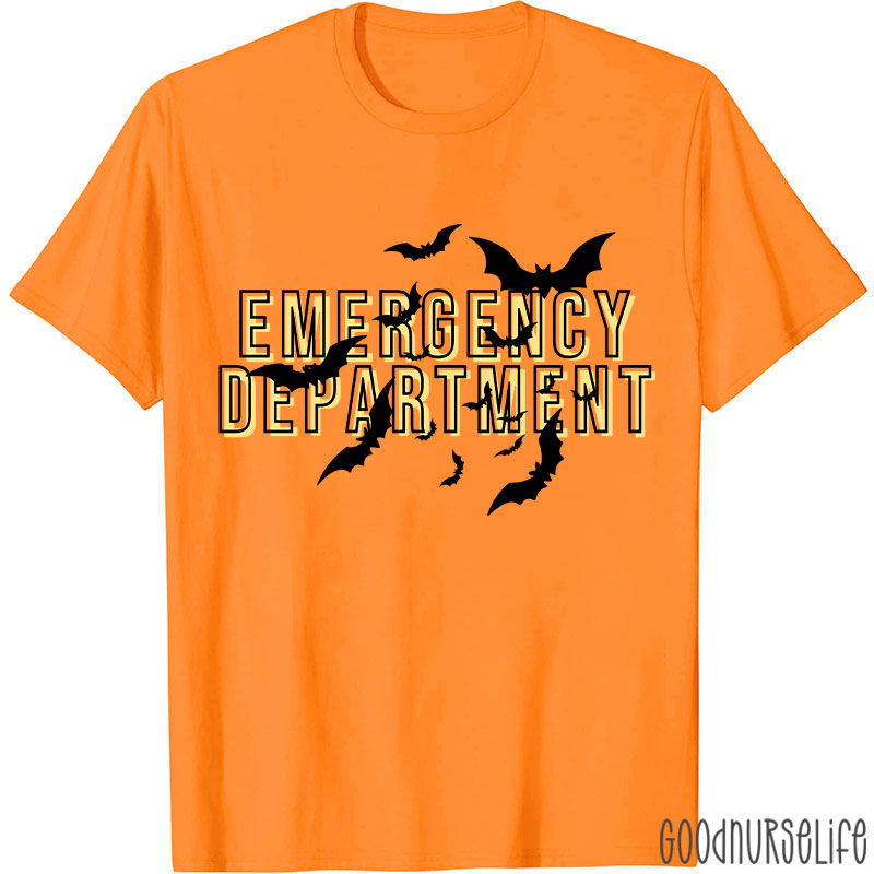 Halloween Bat Emergency Department Nurse T-Shirt