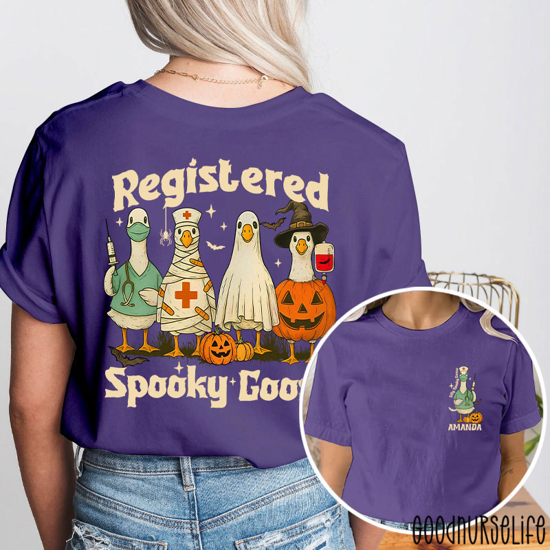 Personalized Registered Spooky Goose Nurse Two Sided T-Shirt