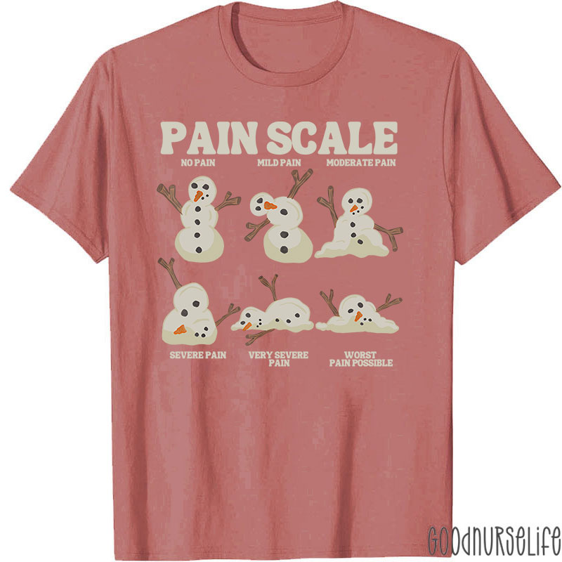 Snowman Pain Scale Festive Nurse T-Shirt