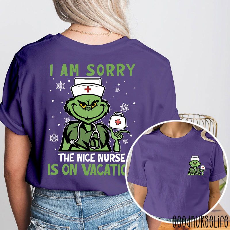 I'm Sorry The Nice Nurse Is On Vacation Nurse Two Sided T-Shirt