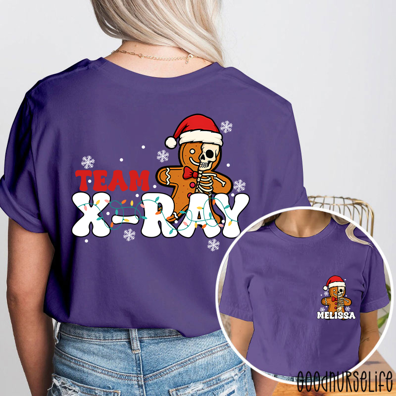 Personalized Skeleton Gingerbread Team X-Ray Two Sided T-Shirt