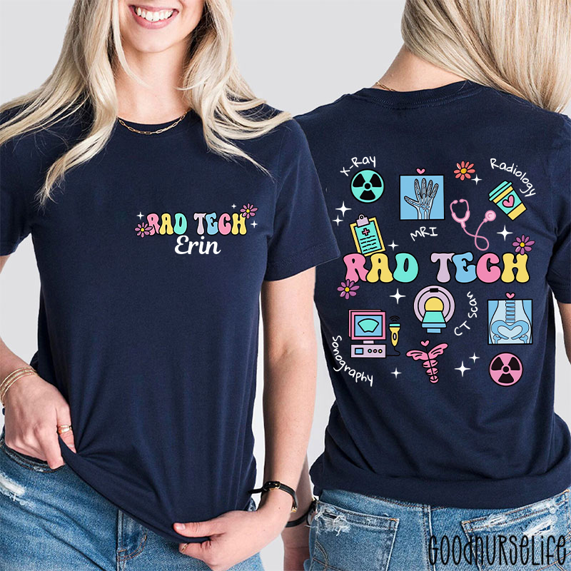 Personalized Radiology Tech Icon Radiology Two Sided T-Shirt