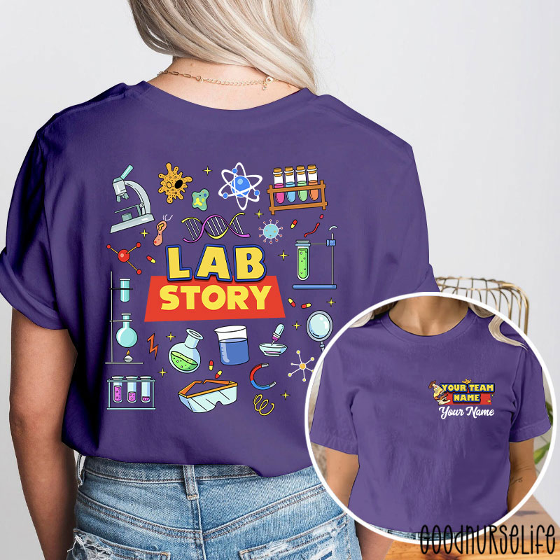 Personalized Name LAB Story Laboratory Stuffs Two Sided T-Shirt
