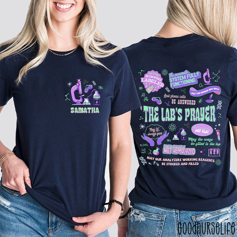 Personalized Name The Lab's Prayer Lab Tech Two Sided T-Shirt