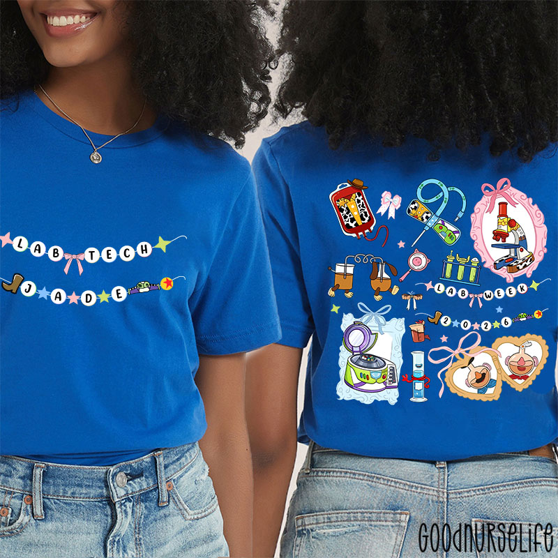 Personalized Name Lab Tech Infinity Patients Two Sided T-Shirt