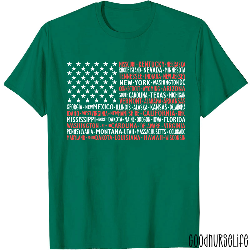 Vintage American Flag 4th Of July Nurse T-Shirt