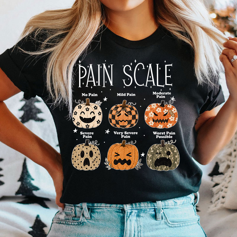Halloween Pumpkin Pain Scale Nurse T-Shirt