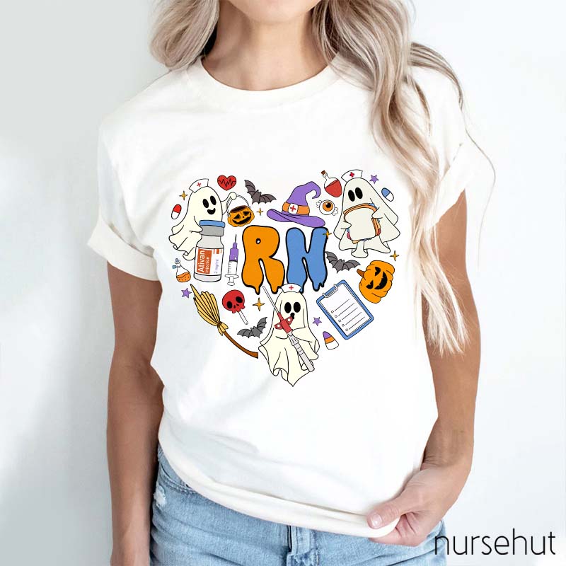 Personalized Pumpkin Soul Skeleton Halloween Nurse T-Shirt