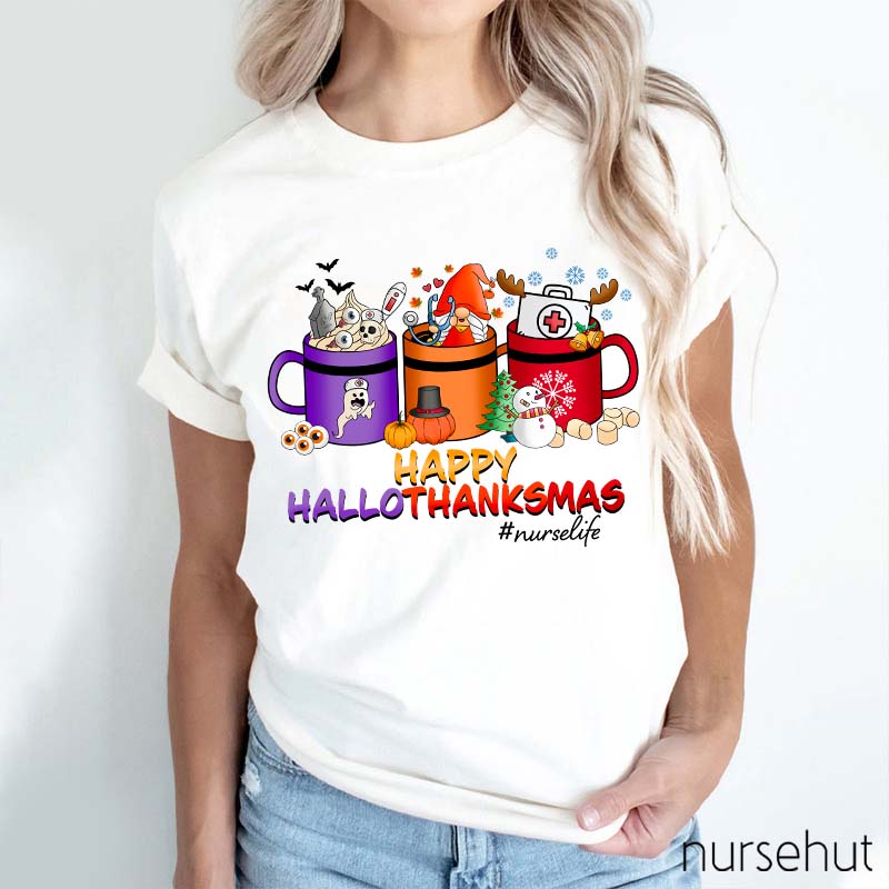 Happy Hallothanksmas Nurse T-Shirt