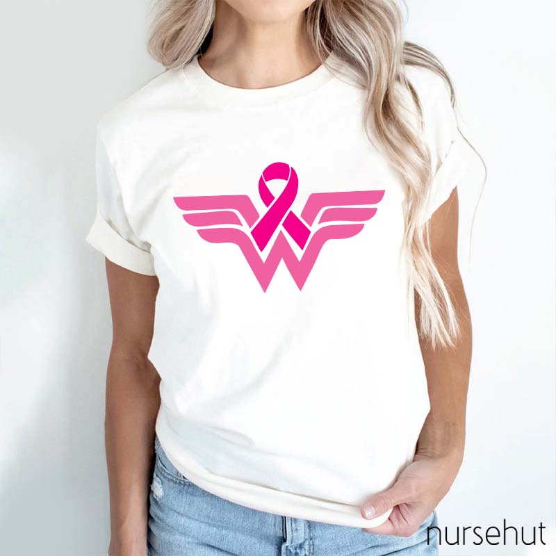 Wonder Woman Breast Cancer Awareness Nurse T-Shirt